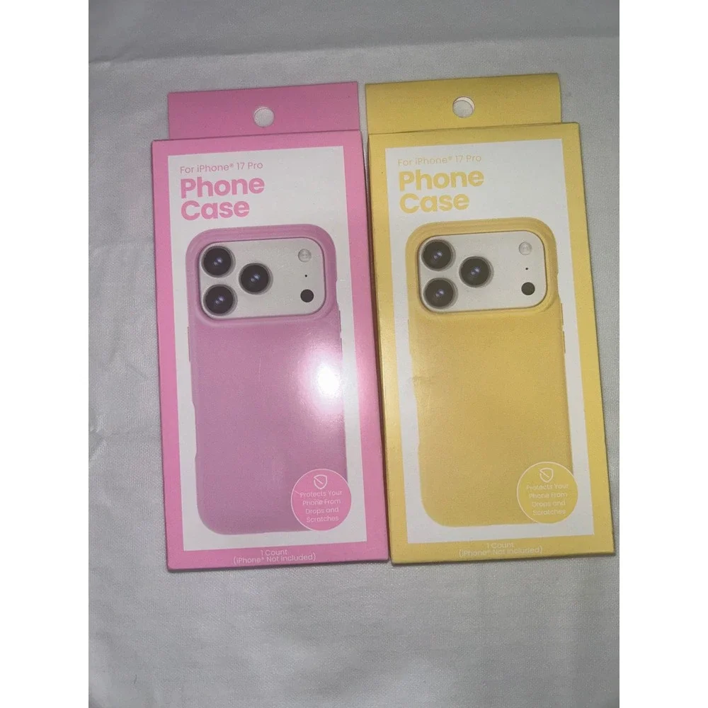 Lot of 2 iPhone 17 Pro Phone Cases Pink and Yellow TPU Slim Protective Covers